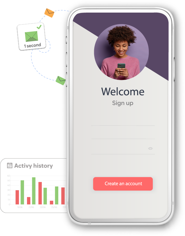 API em tempo real - verificador de e-mail em um aplicativo móvel