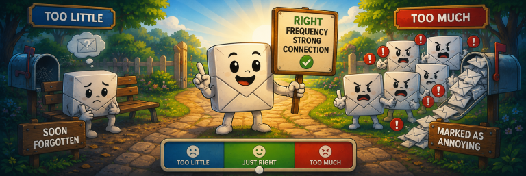 Email frequency: send enough to be remembered, not resented